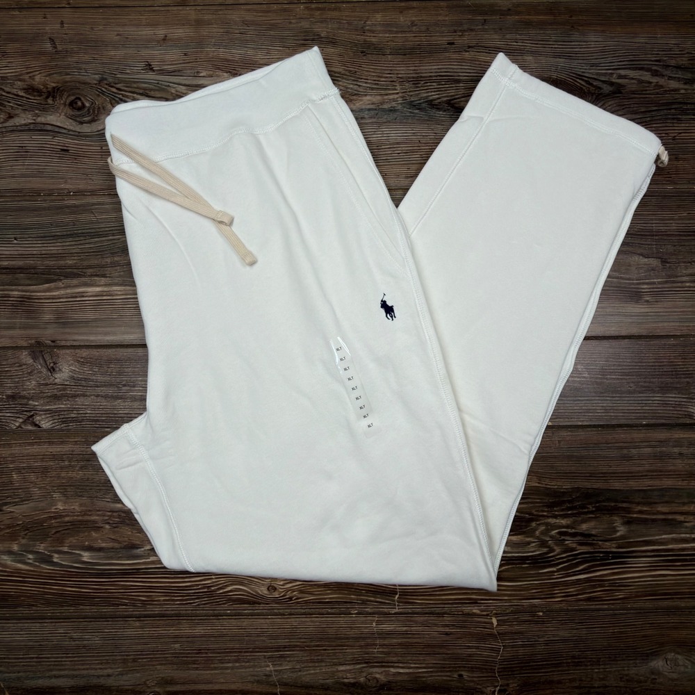 Polo Ralph Lauren Mens Size XLT Sweatpants White Fleece Drawstring Hem